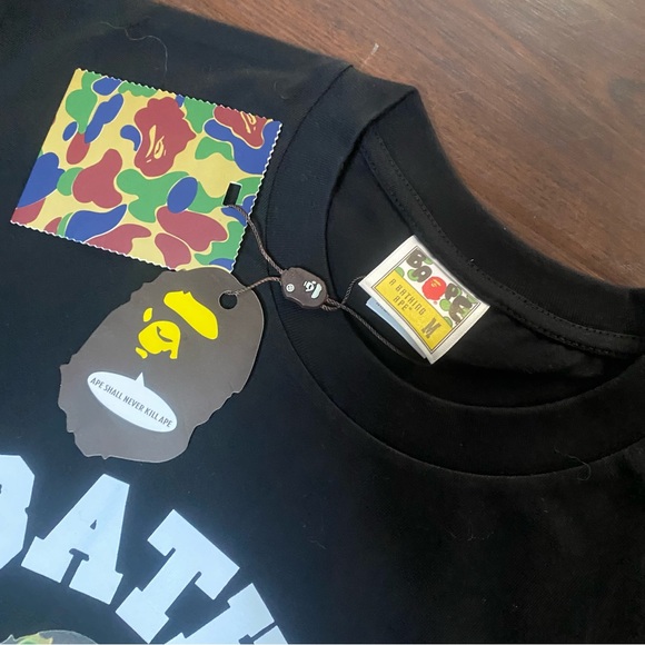Bape Black T-Shirt with White Logo - Picture 3 of 4